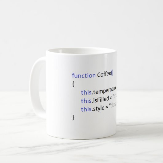 JavaScript Coffee-Mok Koffiemok (Voorkant links)