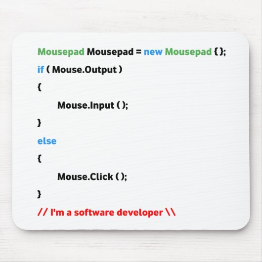 JavaScript Mousepad. Uniek (softwareontwikkelaar) Muismat (Voorkant)