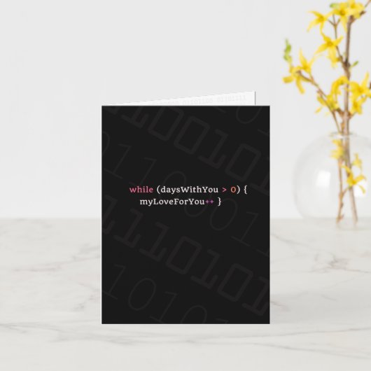 Javascript Programmeercode Nerd Valentijns Love C Kaart (Gele Bloem)