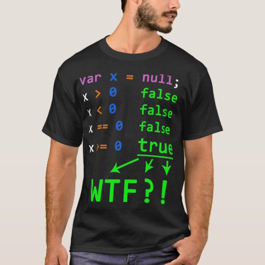 Javascript Programming Joke with null value for de T-shirt (Voorkant)