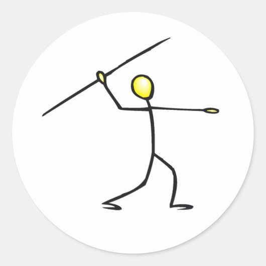 Javelin Stick Figuur T-shirts en cadeautjes. Ronde Sticker (Voorkant)