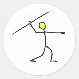 Javelin Stick Figuur T-shirts en cadeautjes. Ronde Sticker