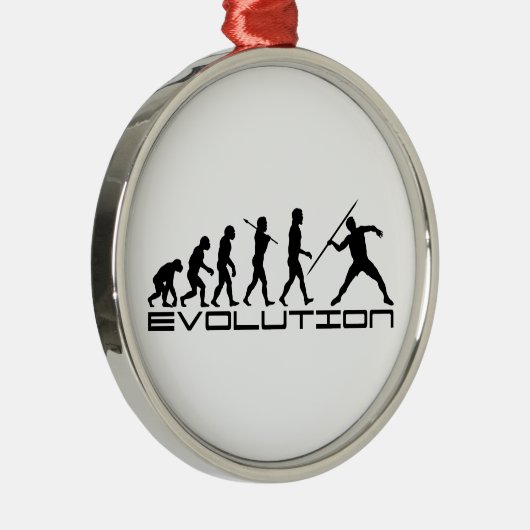 Javelin Track and Field Sport Evolution Art Metalen Ornament (Rechts)