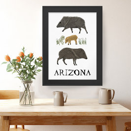 Javelina Family Portret Desert Animals ARIZONA Poster