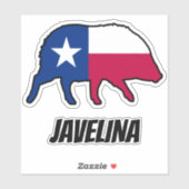 Javelina Silhouette met Texas State Flag Sticker (Vel)