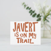 Javert is op mijn spoor briefkaart (Staand voorkant)