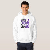 Javier Milei Viva La Libertad Carajo Lion Text Hoodie (Voorkant volledig)