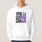 Javier Milei Viva La Libertad Carajo Lion Text Hoodie (Voorkant)