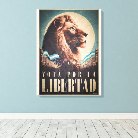 Javier Milei VOTÁ POR LA LIBERTAD Poster Canvas Afdruk (Insitu (Houten vloer))