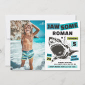 Jaw-Some Photo Shark Birthday Invitation Kaart (Voorkant)