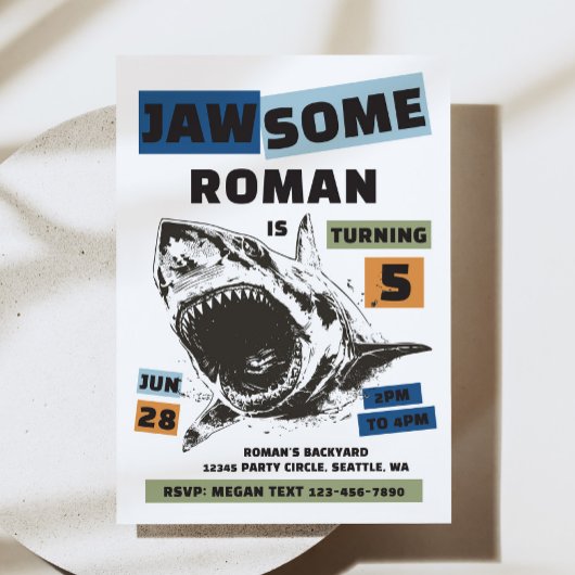 Jaw-Some Shark Birthday Invitation Kaart