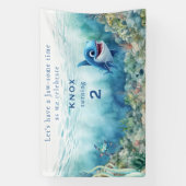 Jaw-some Shark Bite Verjaardagsfeest Welkomstbord Spandoek (Verticaal)