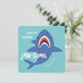 Jaw-some shark classroom valentines day card feestdagenkaart (Staand voorkant)