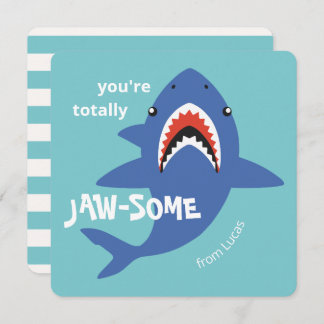 Jaw-some shark classroom valentines day card feestdagenkaart