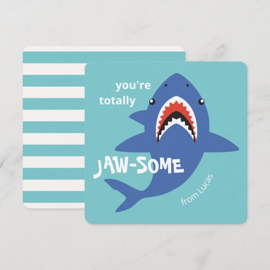 Jaw-some shark classroom valentines day card feestdagenkaart (Voorkant / Achterkant)