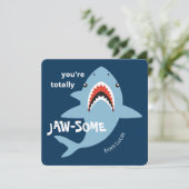 Jaw-some shark classroom valentines day card feestdagenkaart (Staand voorkant)