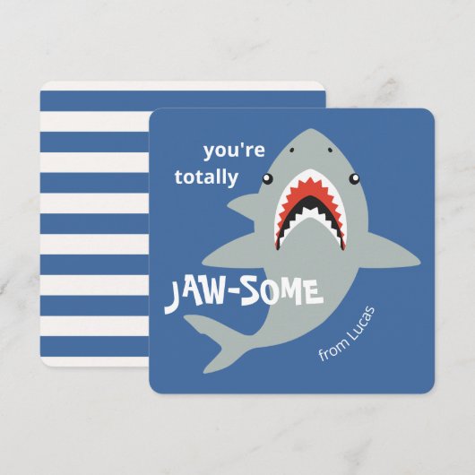 Jaw-some shark classroom valentines day card feestdagenkaart (Voorkant / Achterkant)