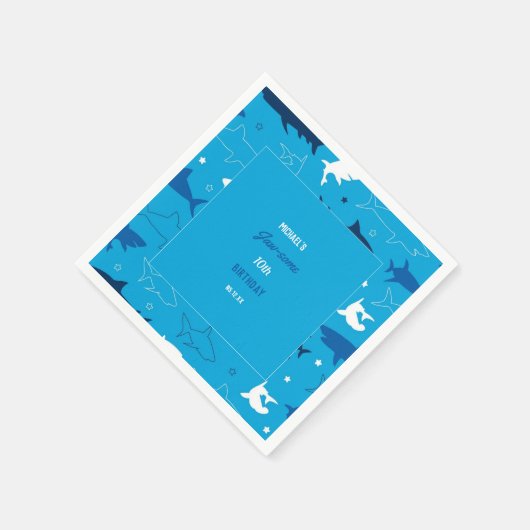 Jaw-some Shark Verjaardagsfeestje Servet (Hoek)