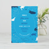 Jaw-some Shark Verjaardagsfeestje uitnodiging (Staand voorkant)