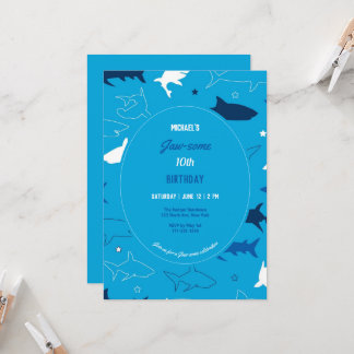 Jaw-some Shark Verjaardagsfeestje uitnodiging