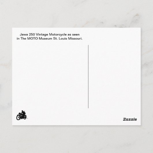 Jawa 250  Motorfietmuseum St Louis Briefkaart (Achterkant)