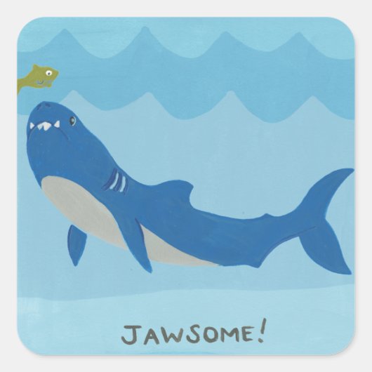 Jawful Shark Vierkante Sticker (Voorkant)