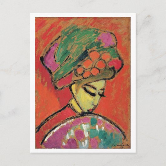 Jawlensky Young Girl met Flowered Pet Fine Art Briefkaart (Voorkant)