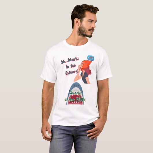 JAWS 50ste haai in het vijvermeisje T-shirt (Voorkant volledig)