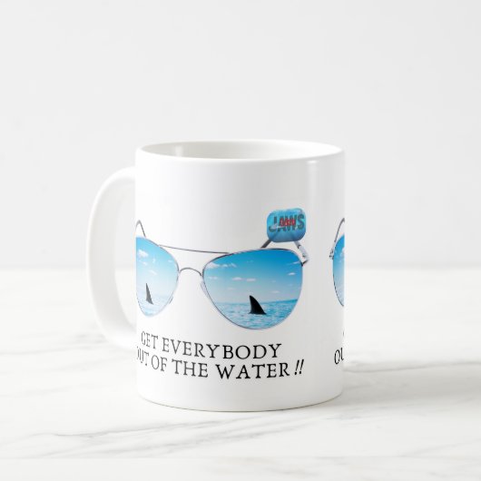 Jaws 50th uit het water! koffiemok (Voorkant links)