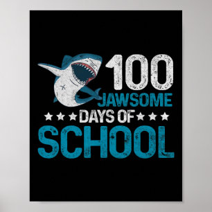 Jawsome Days School 100th Day Kinder Jongens Vinta Poster