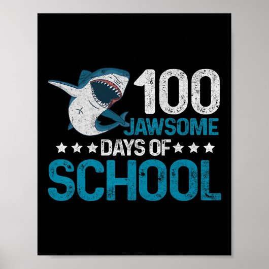 Jawsome Days School 100th Day Kinder Jongens Vinta Poster (Voorkant)