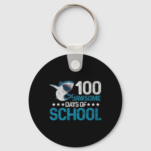 Jawsome Days School 100th Day Kinder Jongens Vinta Sleutelhanger (Voorkant)