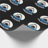 Jawsome Funny Shark Teeth Pun Dark BG Cadeaupapier (Hoek)