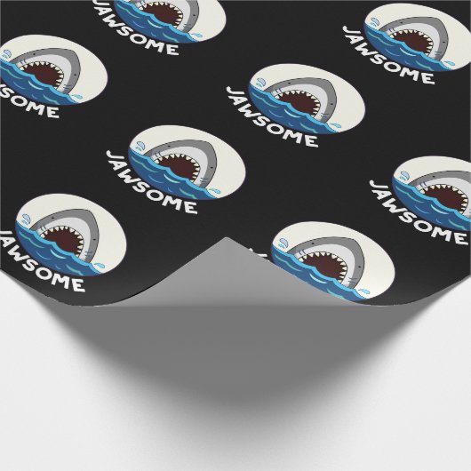Jawsome Funny Shark Teeth Pun Dark BG Cadeaupapier (Hoek)