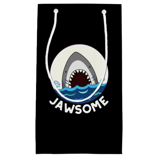 Jawsome Funny Shark Teeth Pun Dark BG Klein Cadeauzakje (Voorkant)