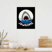 Jawsome Funny Shark Teeth Pun Dark BG Poster (Keuken)
