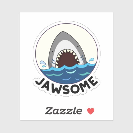 Jawsome Funny Shark Teeth Pun Sticker (Vel)
