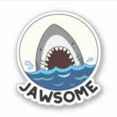 Jawsome Funny Shark Teeth Pun Sticker (Voorkant)