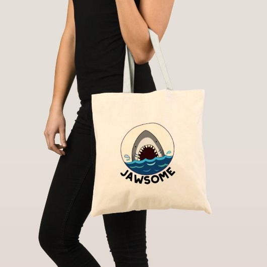 Jawsome Funny Shark Teeth Pun Tote Bag (Voorkant (product))