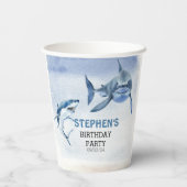 Jawsome Great White Shark Birthday Waterverf Papieren Bekers (Achterkant)