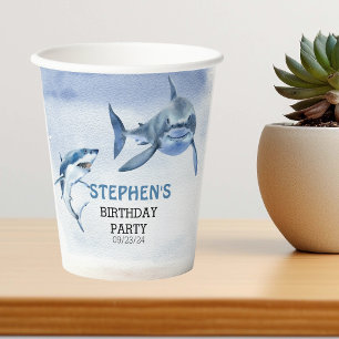 Jawsome Great White Shark Birthday Waterverf Papieren Bekers