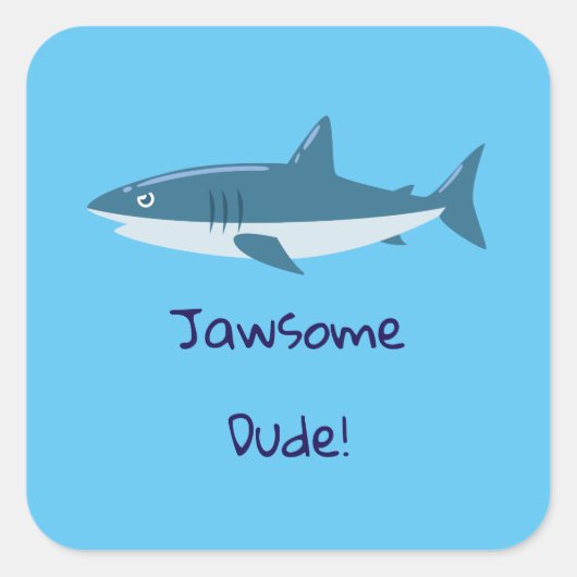 Jawsome Man Shark Square Sticker (Voorkant)
