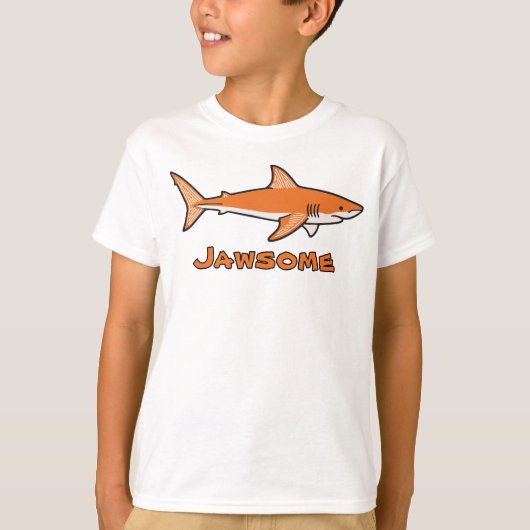 Jawsome oranje haaien T-shirt voor kinderen (Voorkant)