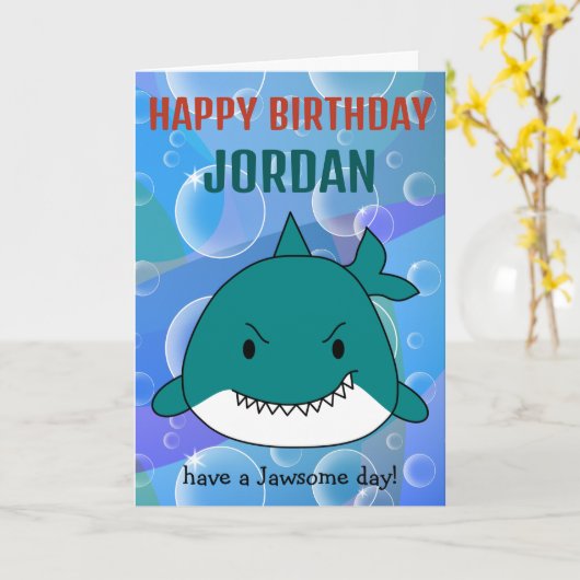 Jawsome Shark Birthday Specialized Kaart (Gele Bloem)