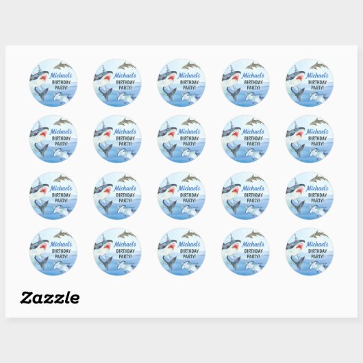 Jawsome Shark onder het Zee Ronde Sticker (Vel)