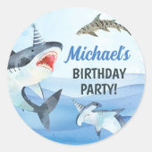 Jawsome Shark onder het Zee Ronde Sticker (Voorkant)