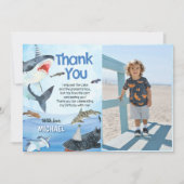 Jawsome Shark Onder Het Zee Verjaardagsfoto Bedankkaart (Voorkant)