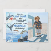 Jawsome Shark Onder Het Zee Verjaardagsfoto Kaart (Voorkant)