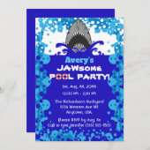 Jawsome Shark Thlek Pool Party Birthday Kaart (Voorkant / Achterkant)