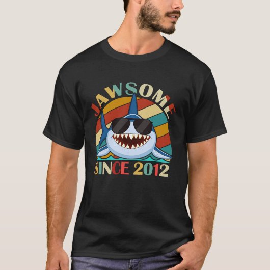 Jawsome sinds 2012 Shark Geweldige Birthday Retro  T-shirt (Voorkant)